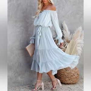 Vici Peacekeeper off the shoulder midi dress